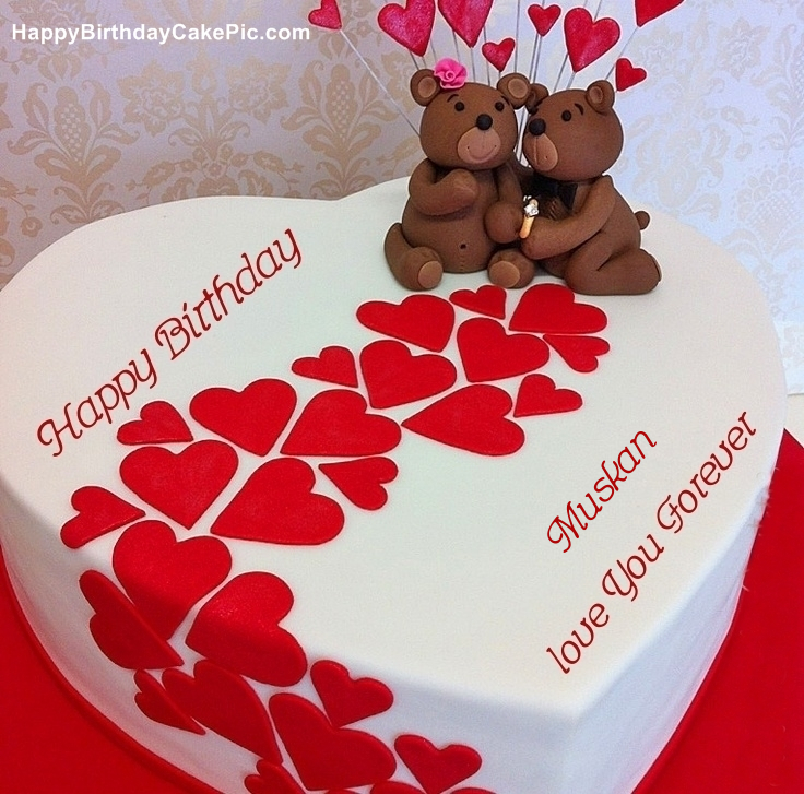 Heart Birthday Wish Cake For Muskan