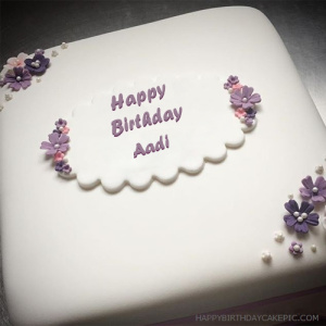 ❤️ Red White Heart Happy Birthday Cake For aadi