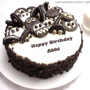 Chocolate Happy Birthday Cake for Abhi (GIF) | Funimada.com